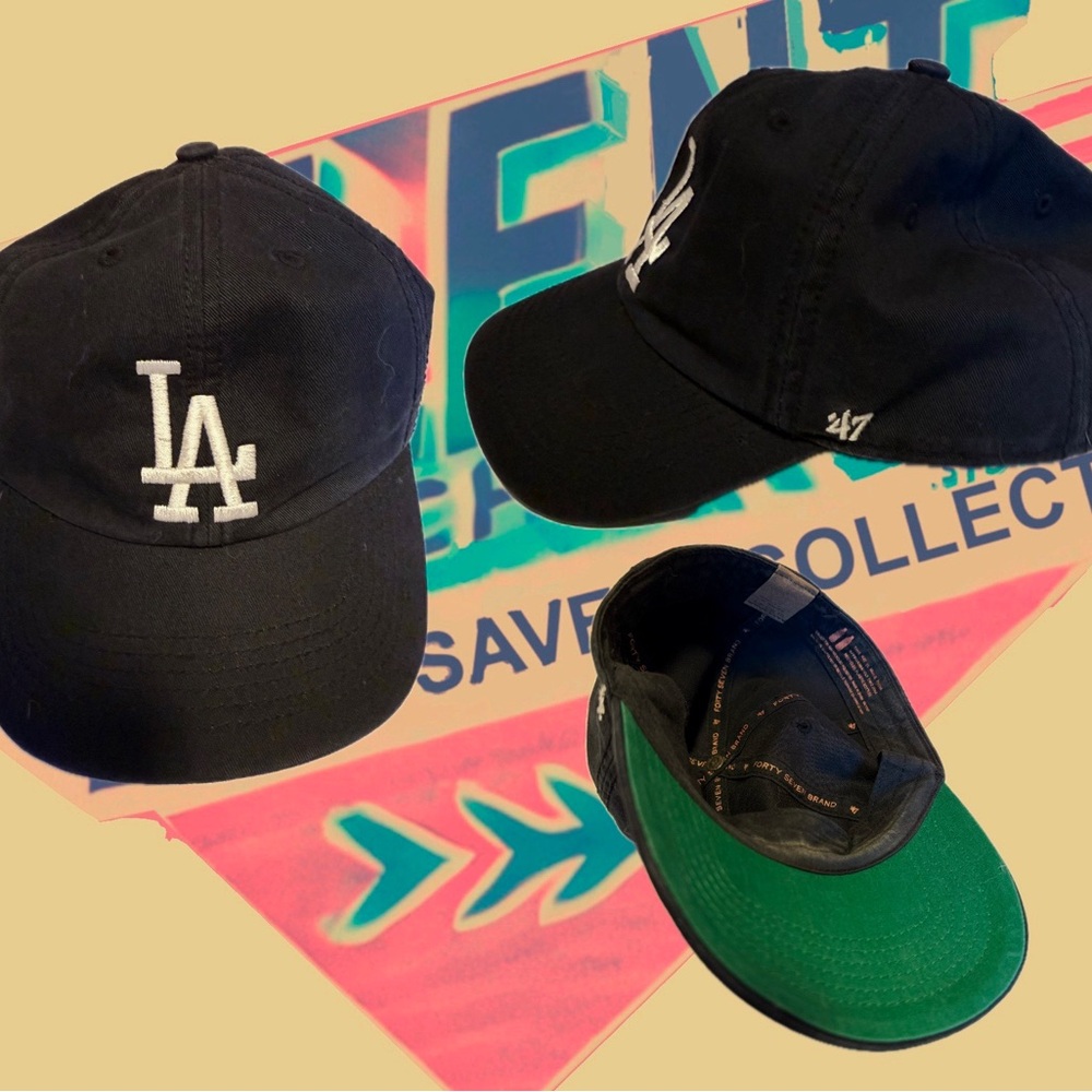 ’47 BRAND LOS ANGELES DODGERS ADJUSTABLE BLACK HAT MLB RECYCLED PLASTIC RAR